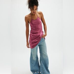 Free People Friday Fever Slip Dress Pink Rose NEW L